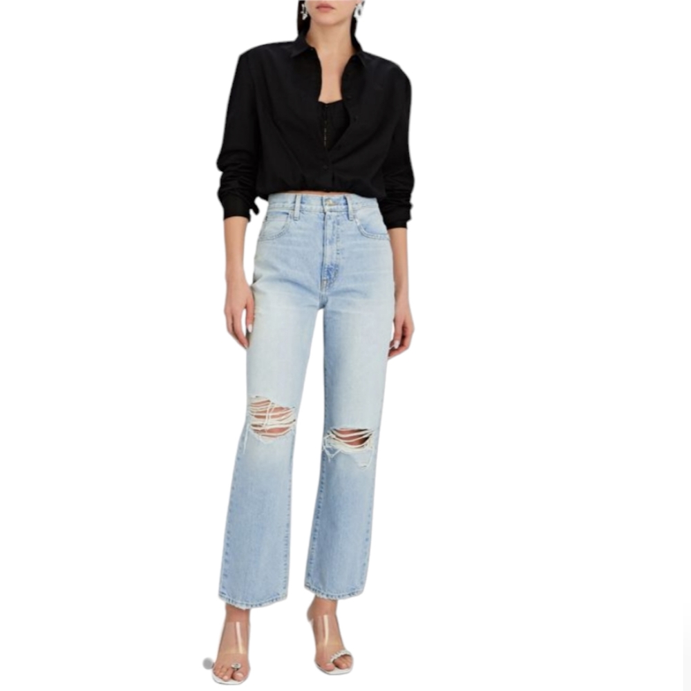 Slvrlake London Ankle Distressed High-Rise Jeans Heartbreak Hotel Wash Size 26